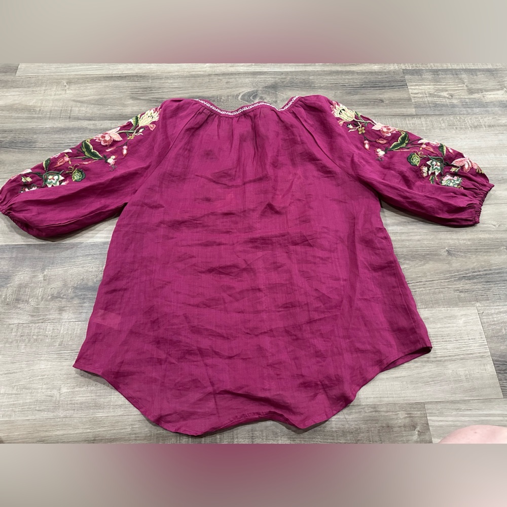 Sundance Plum Catalog Shayda Embroidered Blouse Petite Small - Picture 6 of 7